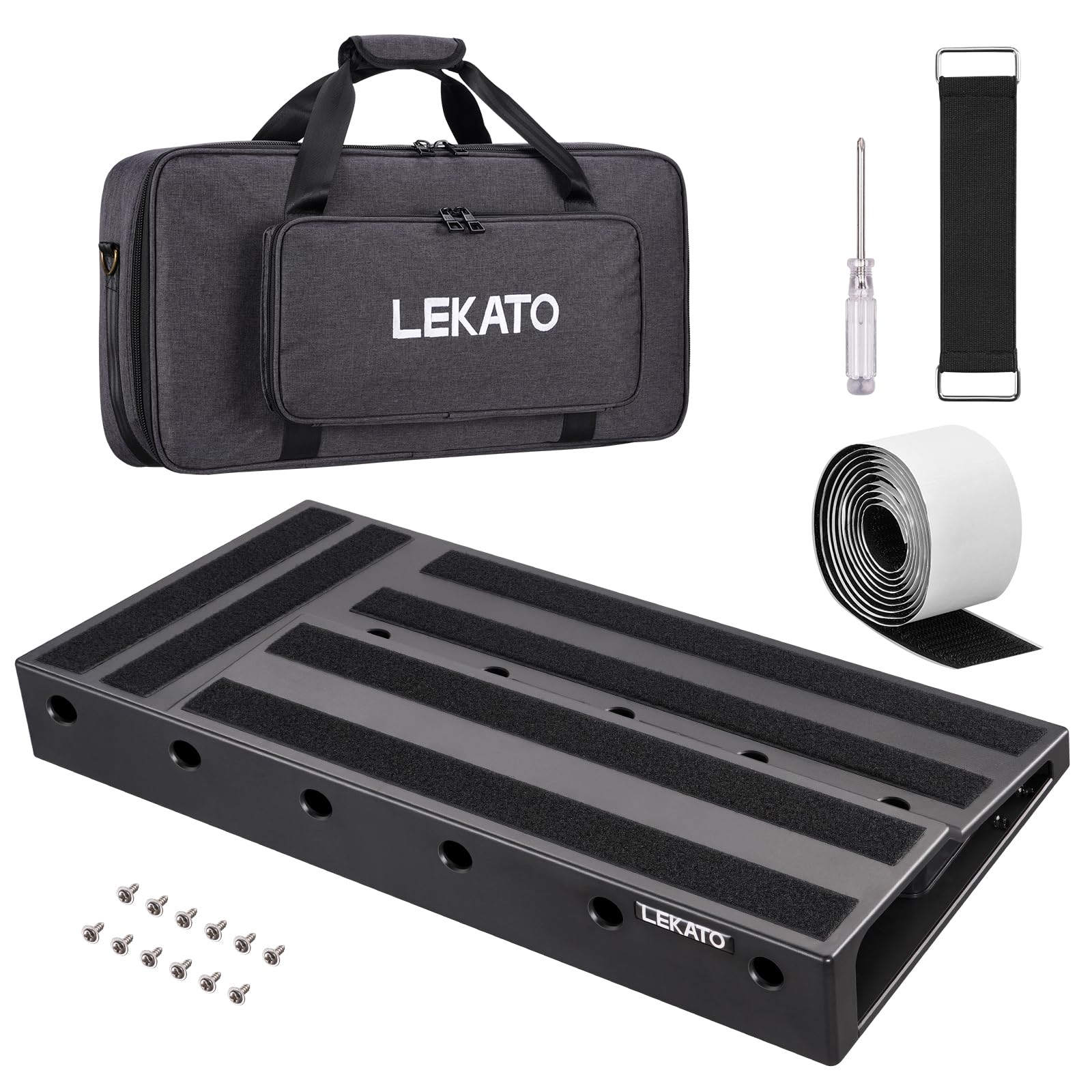 LEKATO Guitar Pedalboard with Carry Bag — 22 × 11 Inches